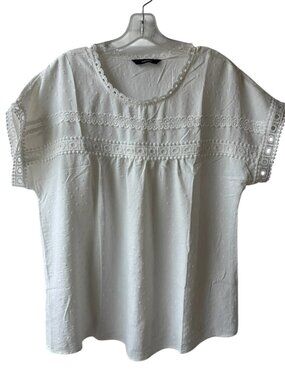 NWOT Large Dokotoo White Lace Short Sleeve Blouse Top Cottagecore Coquette